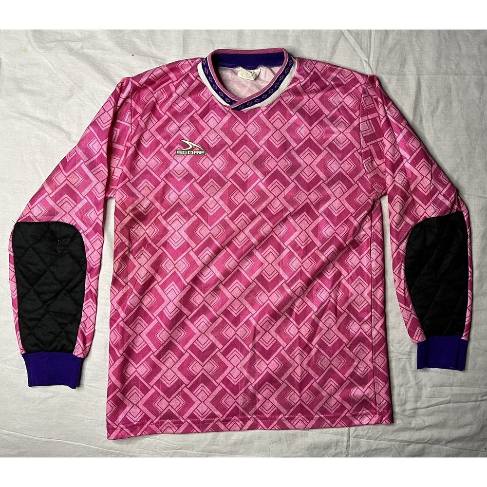 Score Soccer Jersey Youth Size Large Pink Diamonds Long Sleeve Vintage 1990s